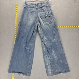 VTG Levis Engineered Jeans Womens Blue Twisted Baggy Wide Leg Flap Fits 28x28